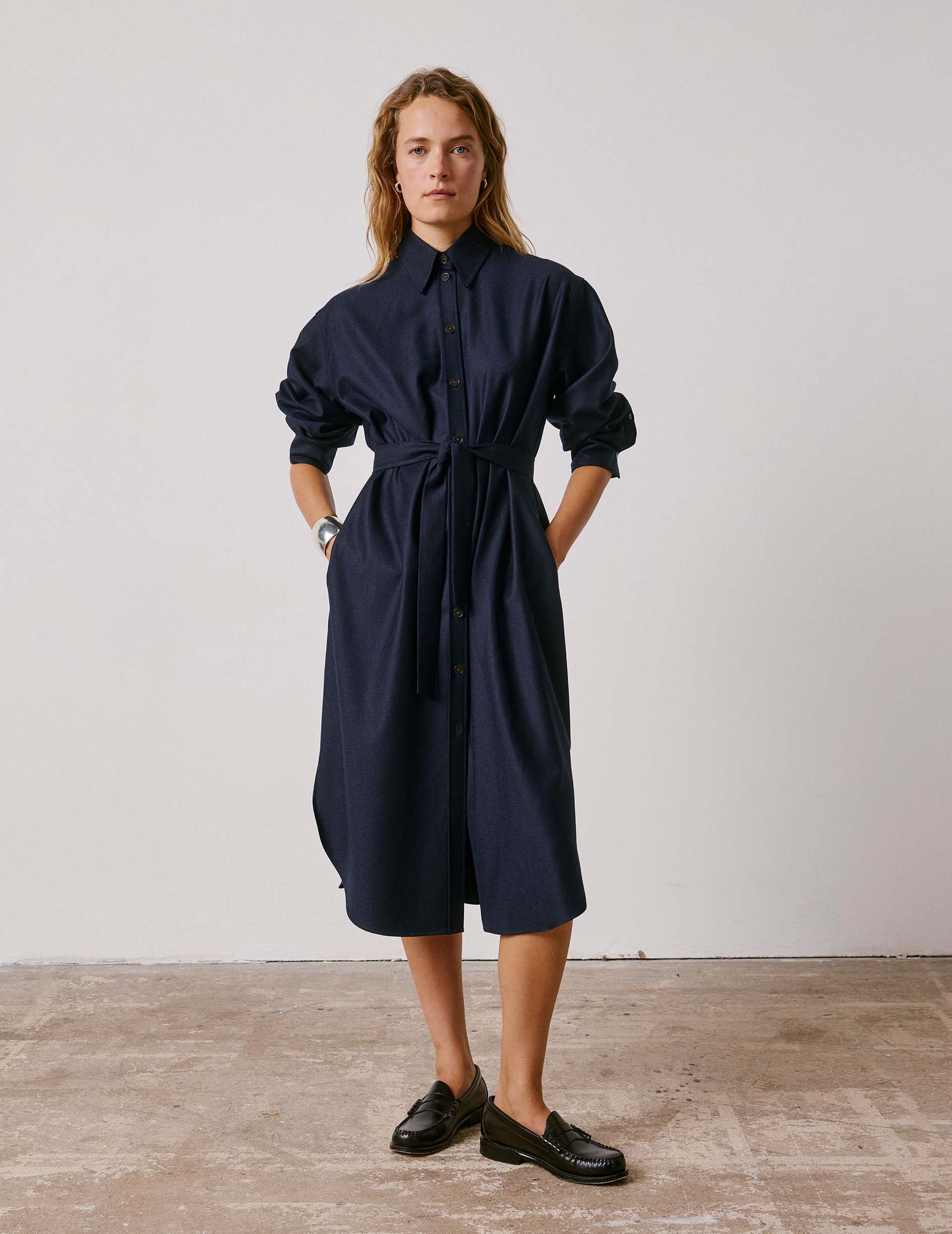 Robe Prudence en laine vierge marine