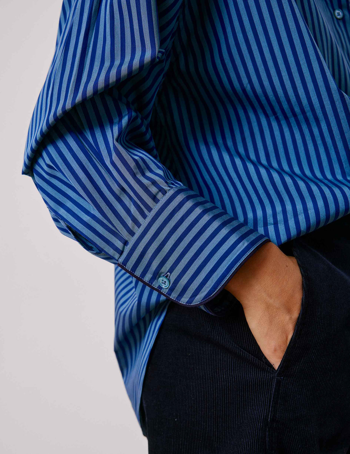 Chemise oversize Soffy rayée bleue - Popeline - Col Chemise#4