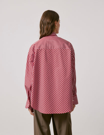 Chemise oversize Soffy rayée rouge