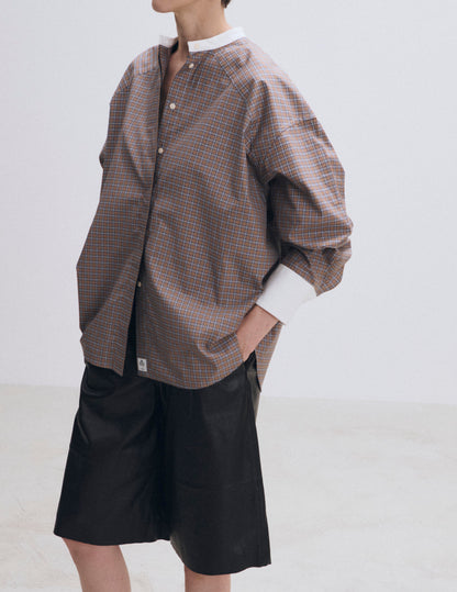 Chemise oversize Pia à carreaux marrons