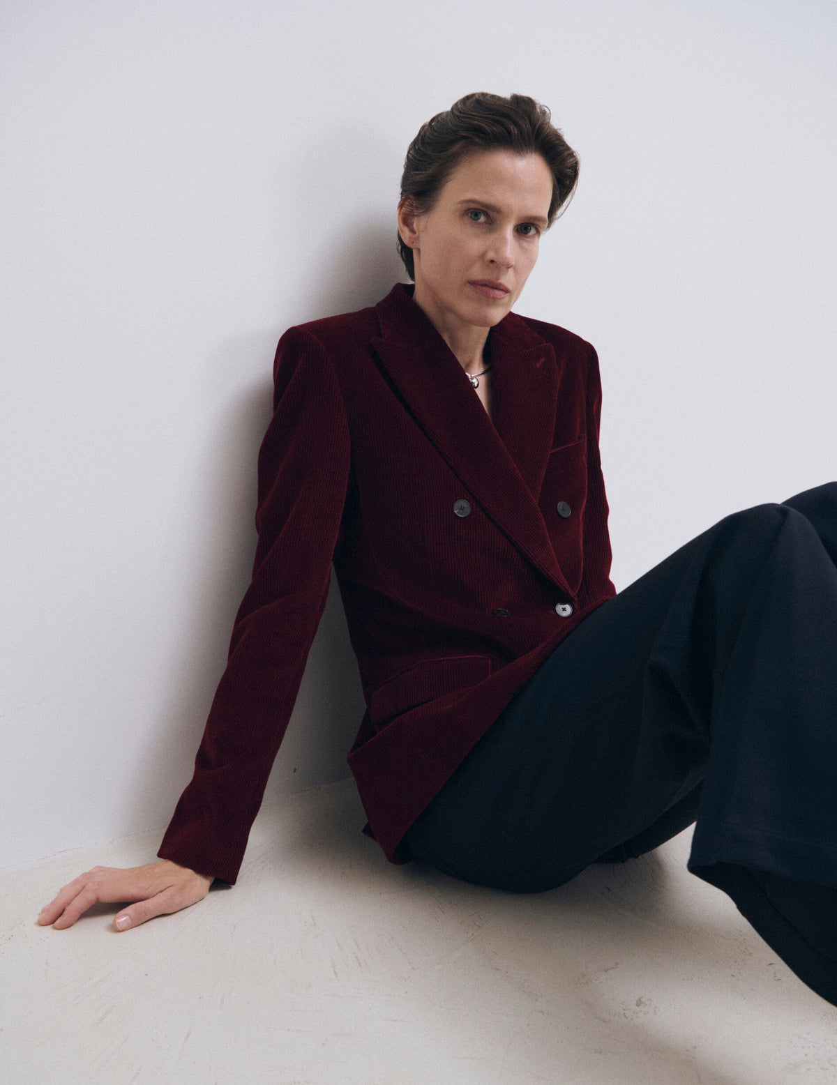 Veste blazer Poème en velours côtelé bordeaux