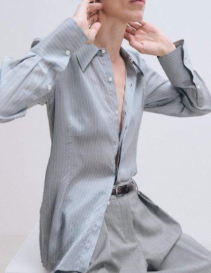 Chemise Pétale bleu rayée