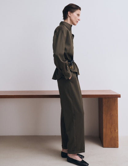 Khaki virgin wool Pippa pants