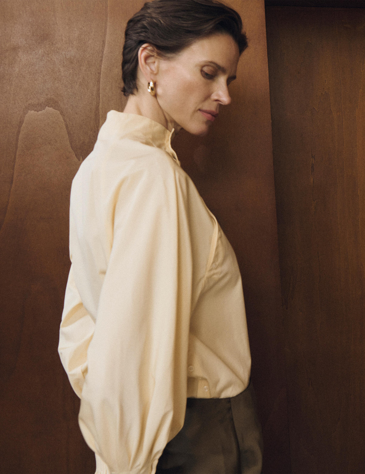 Blouse Paolina jaune - Popeline - Col Droit montant#7