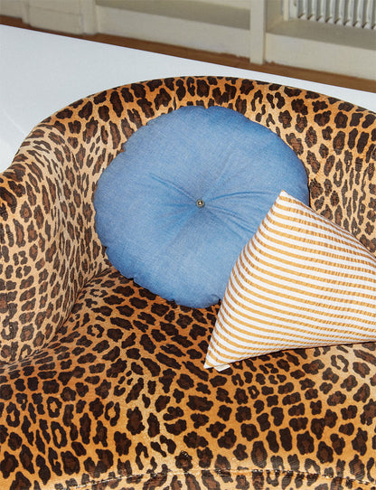 Coussin Divino en seersucker rayé ocre