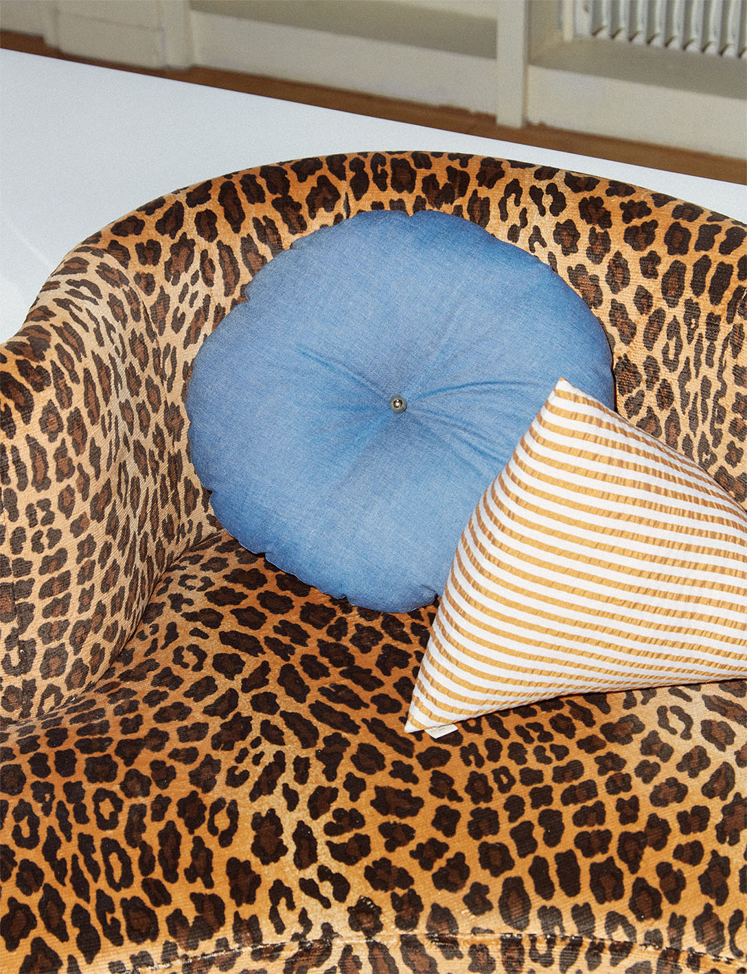 Coussin Pandoro en chambray bleu