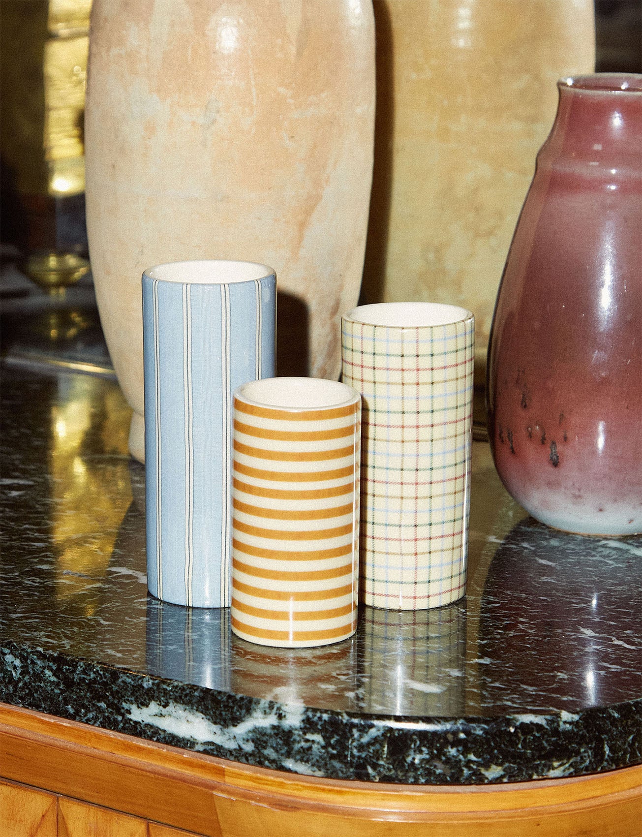 Pot Domino petit modèle rayé ocre