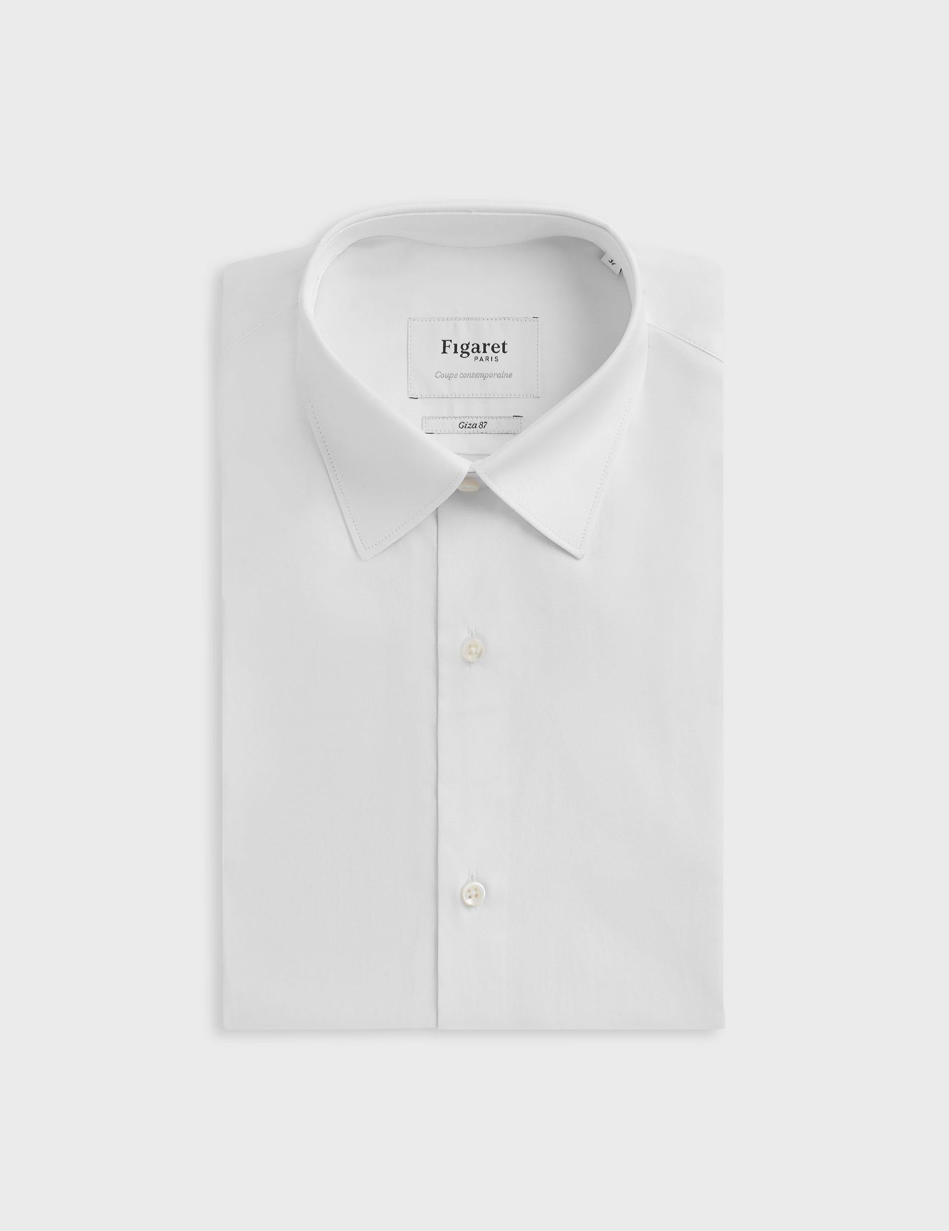 Semi-fitted white Prestige shirt - Poplin - Figaret Collar