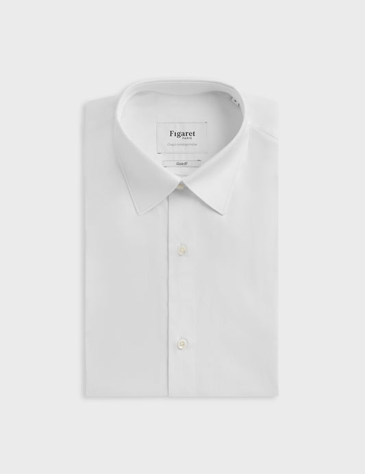 Semi-fitted Prestige white shirt - Poplin - Figaret Collar
