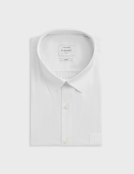 White Classic Shirt - Poplin - Figaret Collar