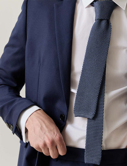 Navy silk knit tie