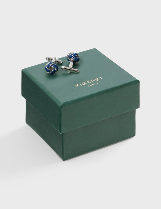 Navy and silver cufflinks