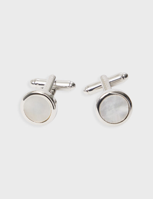 Silver and mother-of-pearl cufflinks