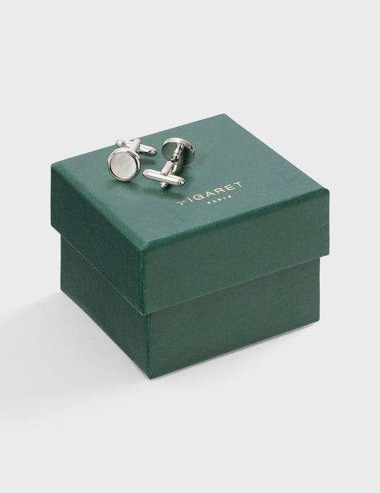 Silver and mother-of-pearl cufflinks