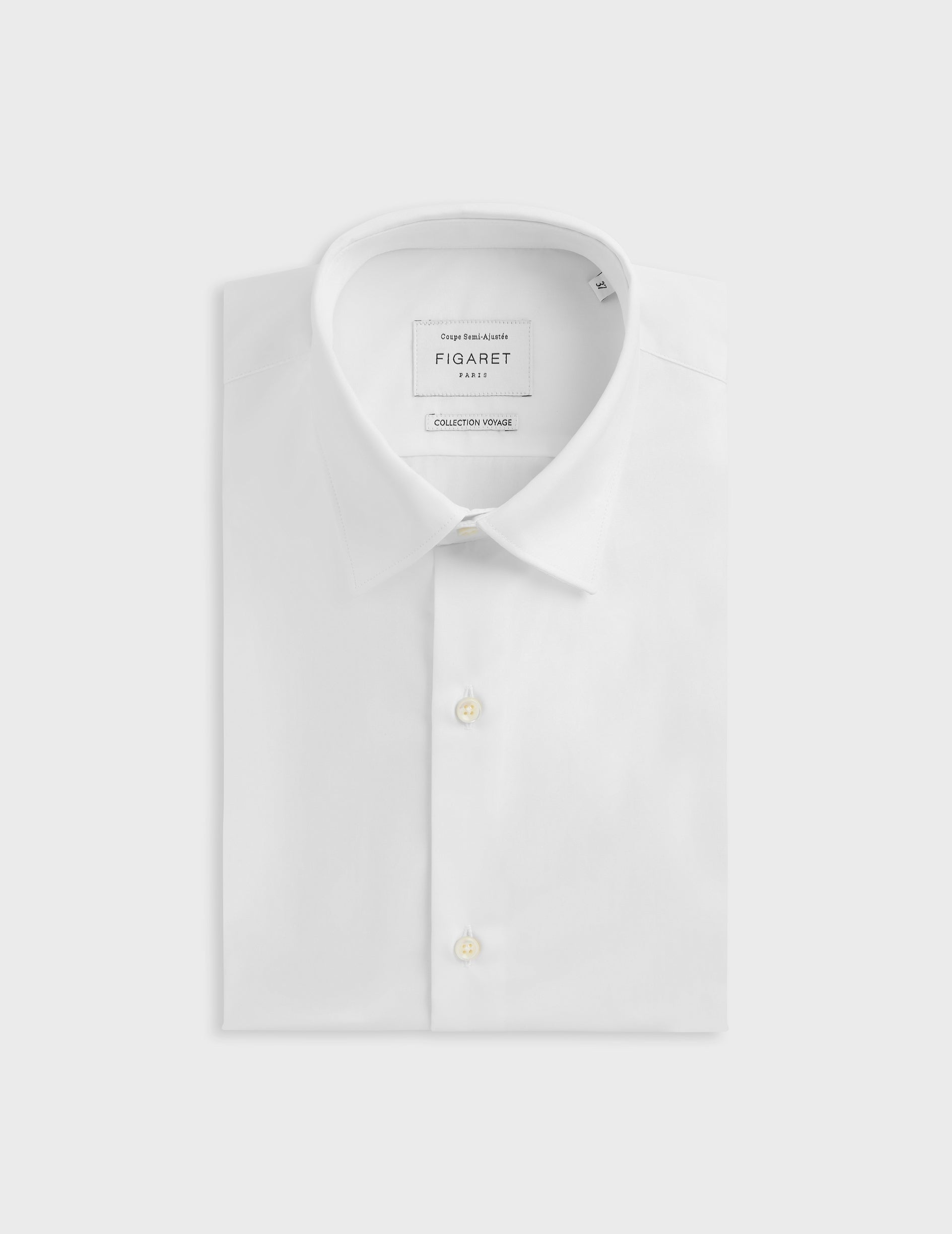 White semi-fitted wrinkle-free shirt - Poplin - Figaret Collar