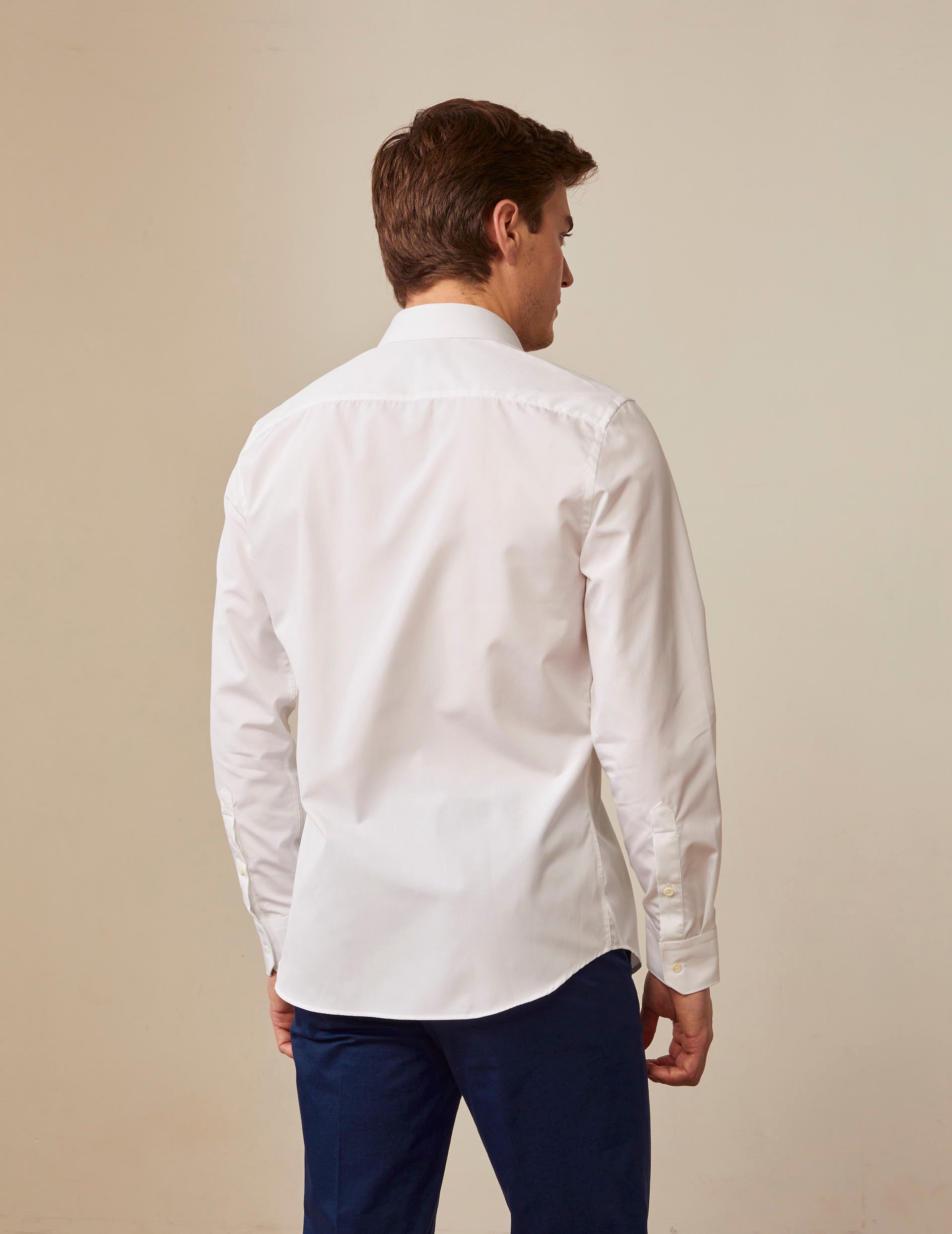 Fitted white wrinkle-free shirt - Poplin - Figaret Collar