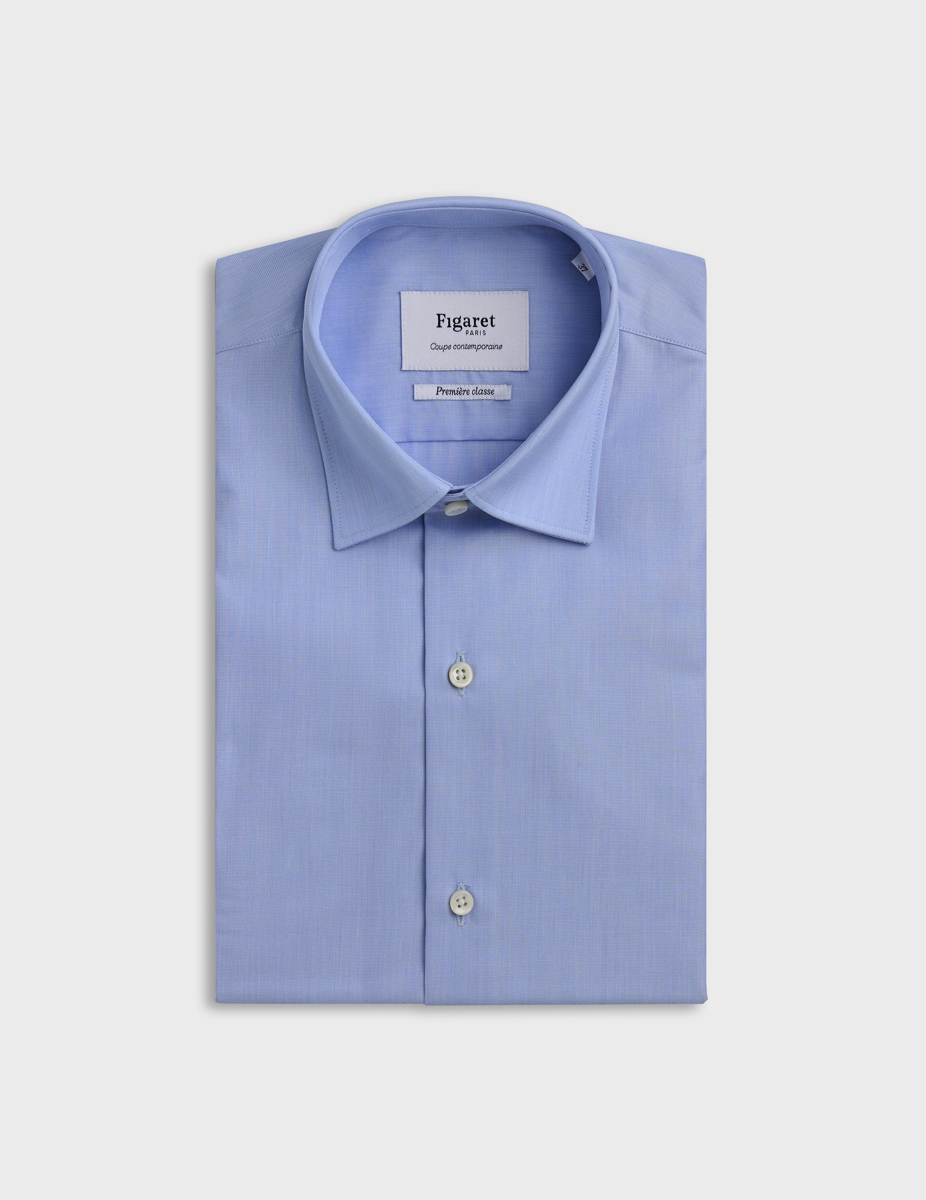 Chemise Semi-ajustée Infroissable bleue - Fil-à-fil - Col Figaret