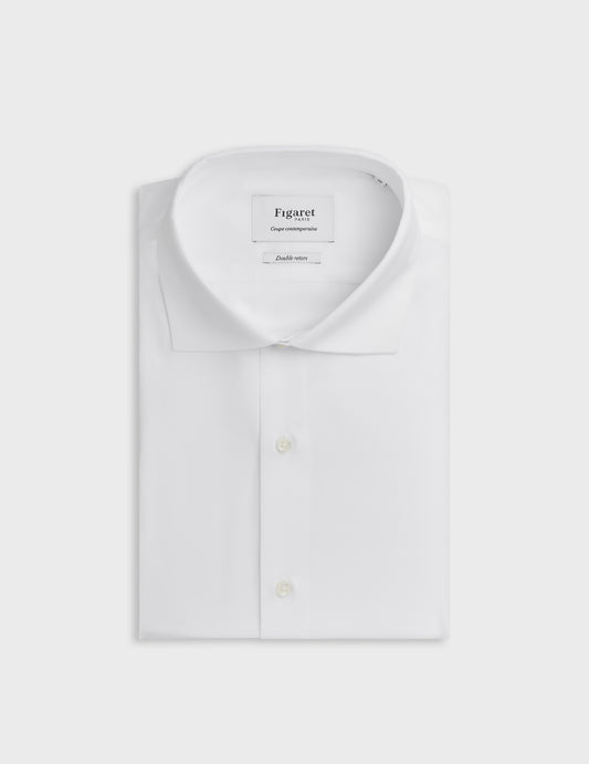 Semi-fitted white shirt - Twill - Italian Collar - French Cuffs