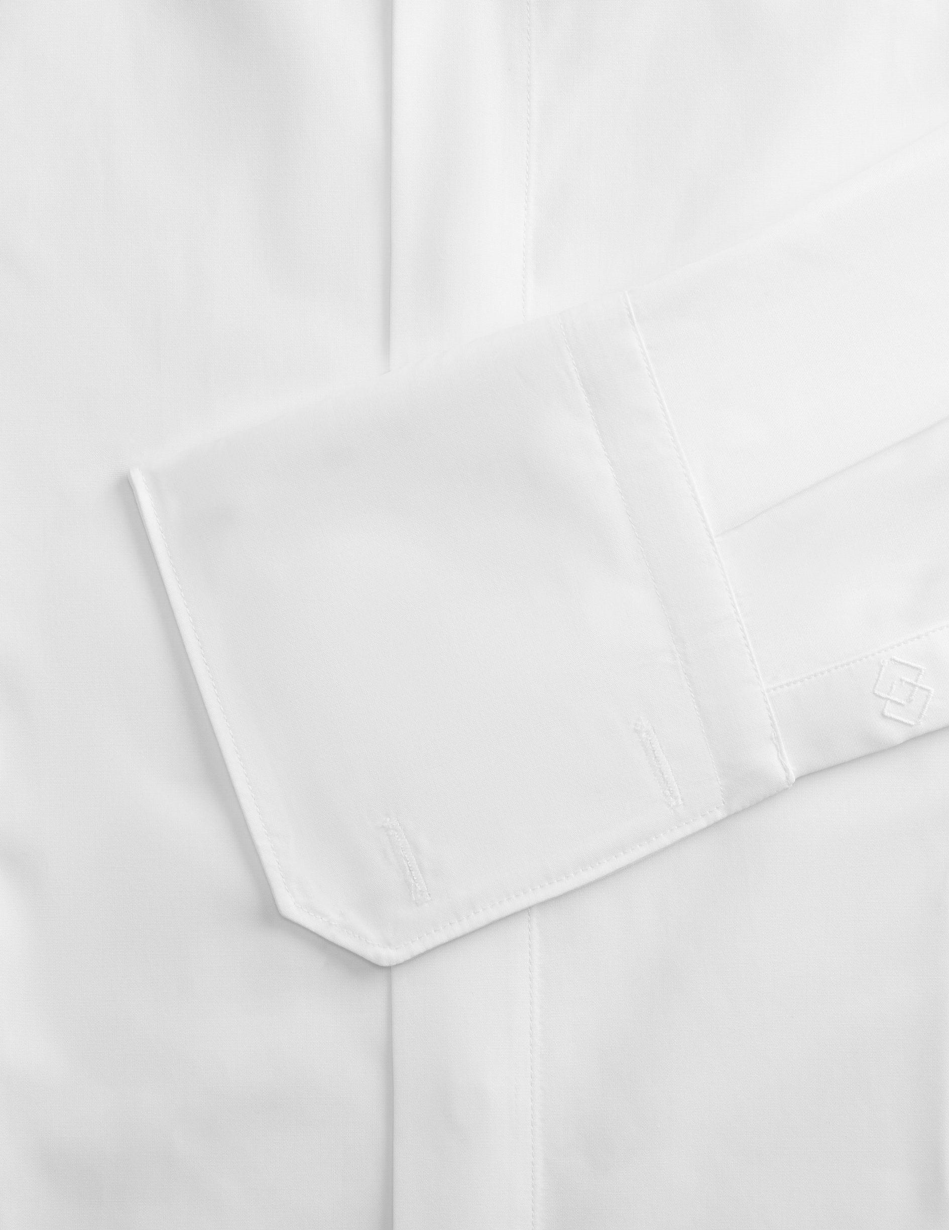 Fitted white hidden buttons placket shirt - Poplin - Wing Collar ...
