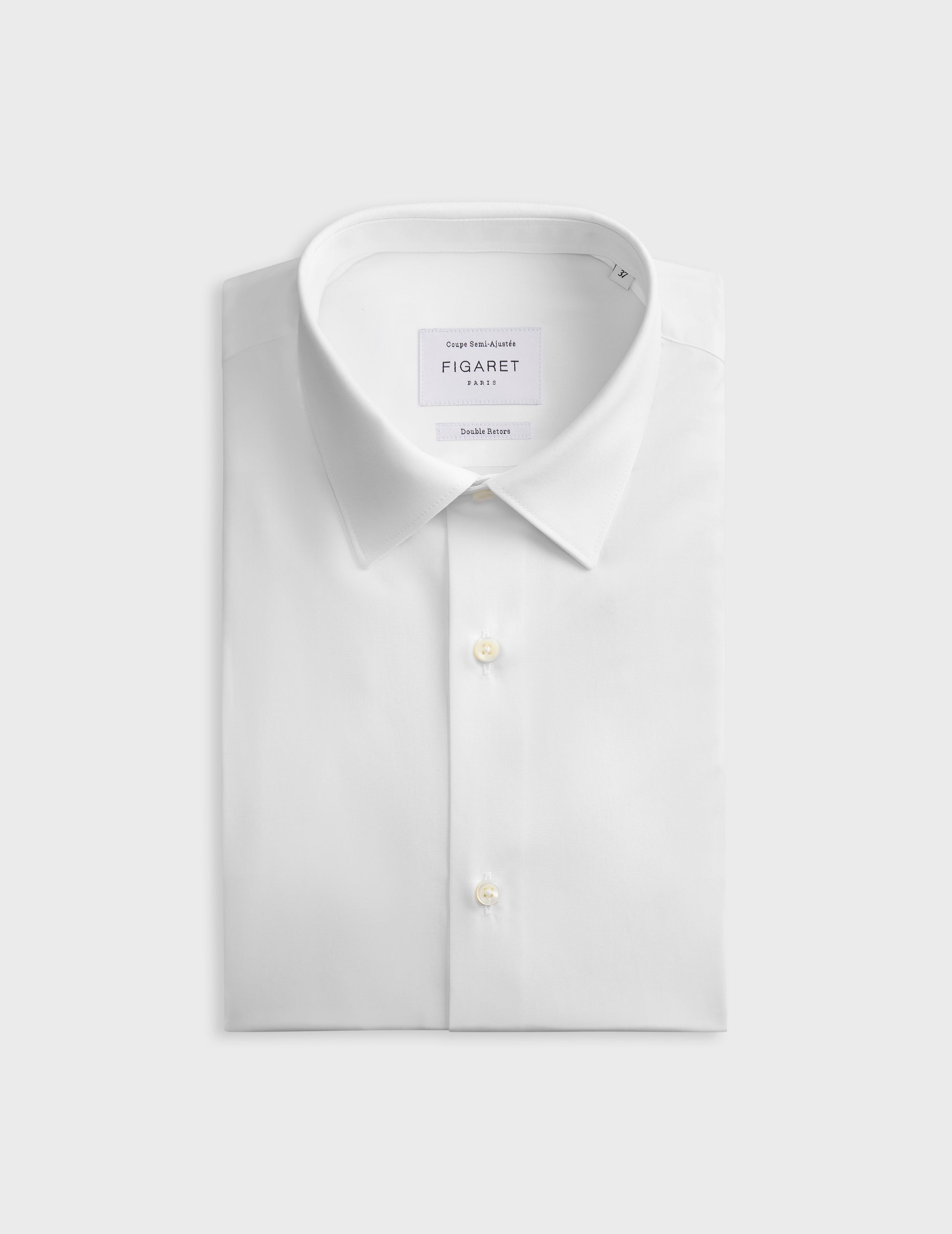 Semi-fitted white shirt - Poplin - Figaret Collar