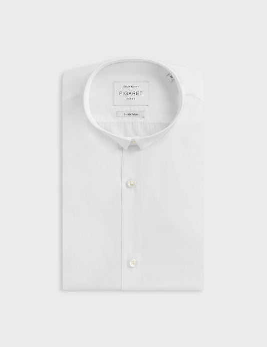 White fitted shirt - Poplin - Sewn Collar