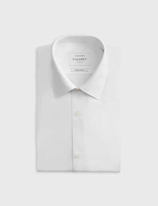 White fitted shirt - Poplin - Figaret Collar - Musketeers Cuffs