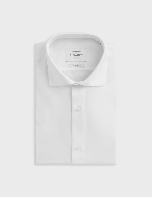 White fitted shirt - Poplin - Italian Collar