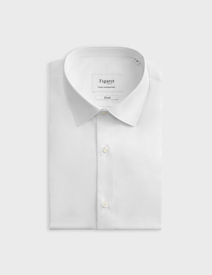 Semi-fitted white stretch shirt