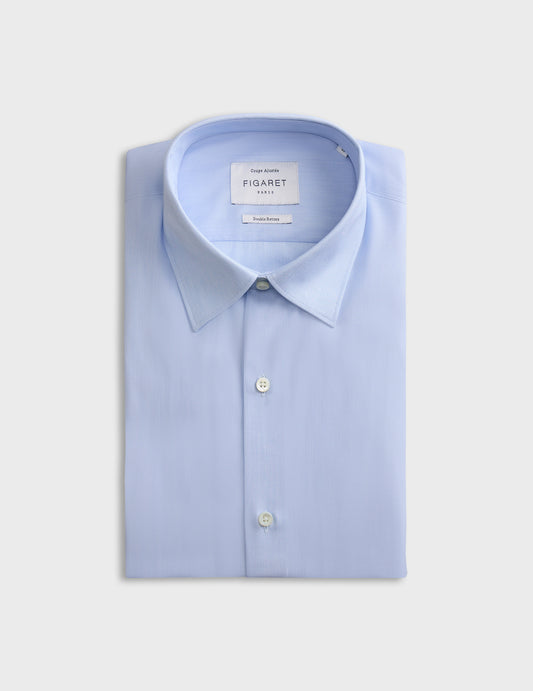 Blue striped fitted shirt - Poplin - Figaret Collar