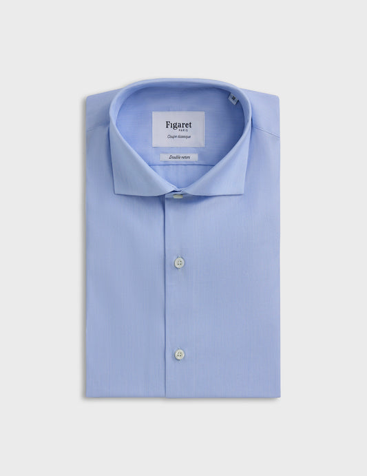 Blue Striped Classic Shirt - Poplin - Italian Collar