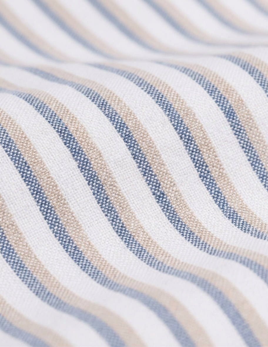 Chemise Gaspard rayée beige - Oxford gratté - Col Américain#2