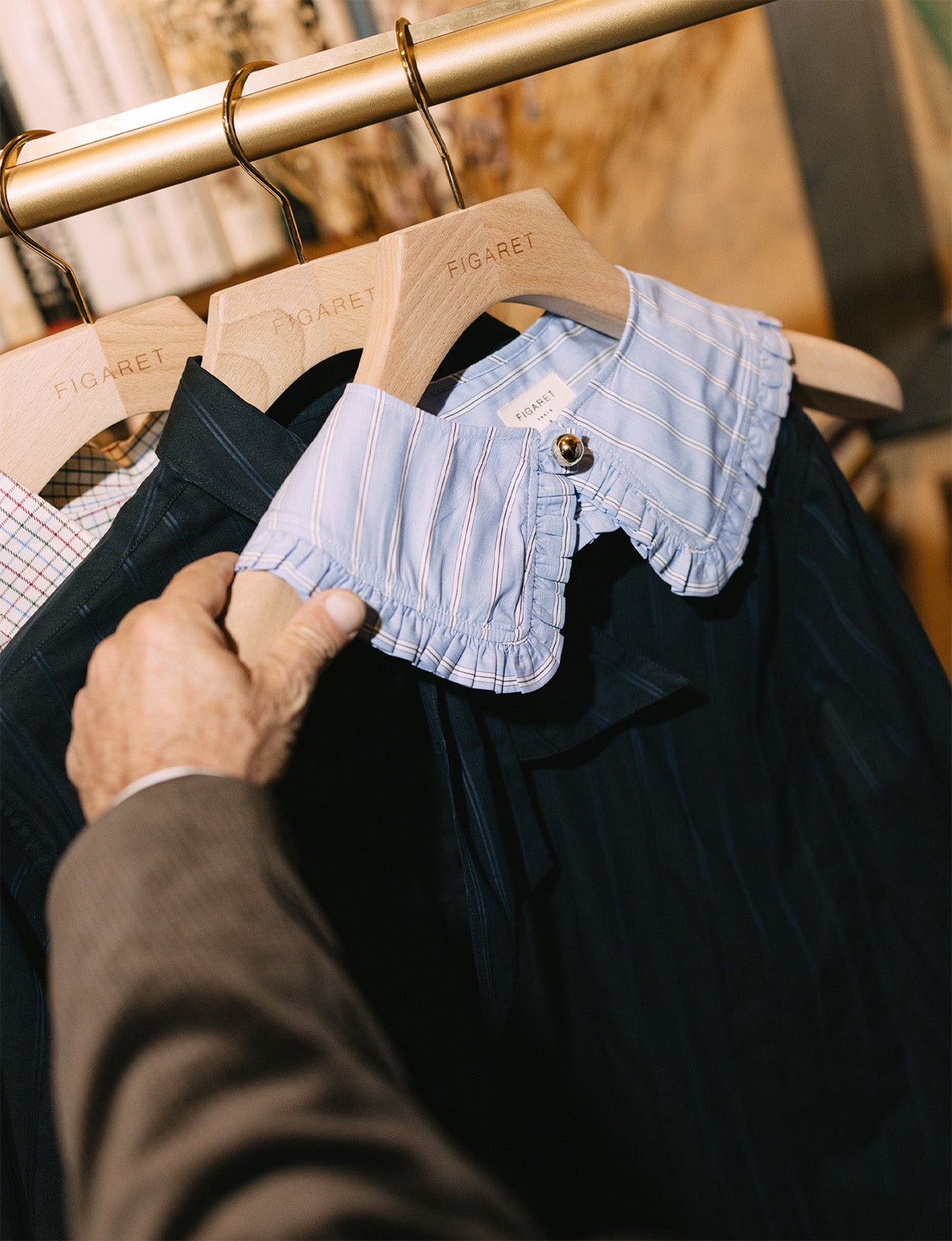 Col amovible Mina rayé bleu