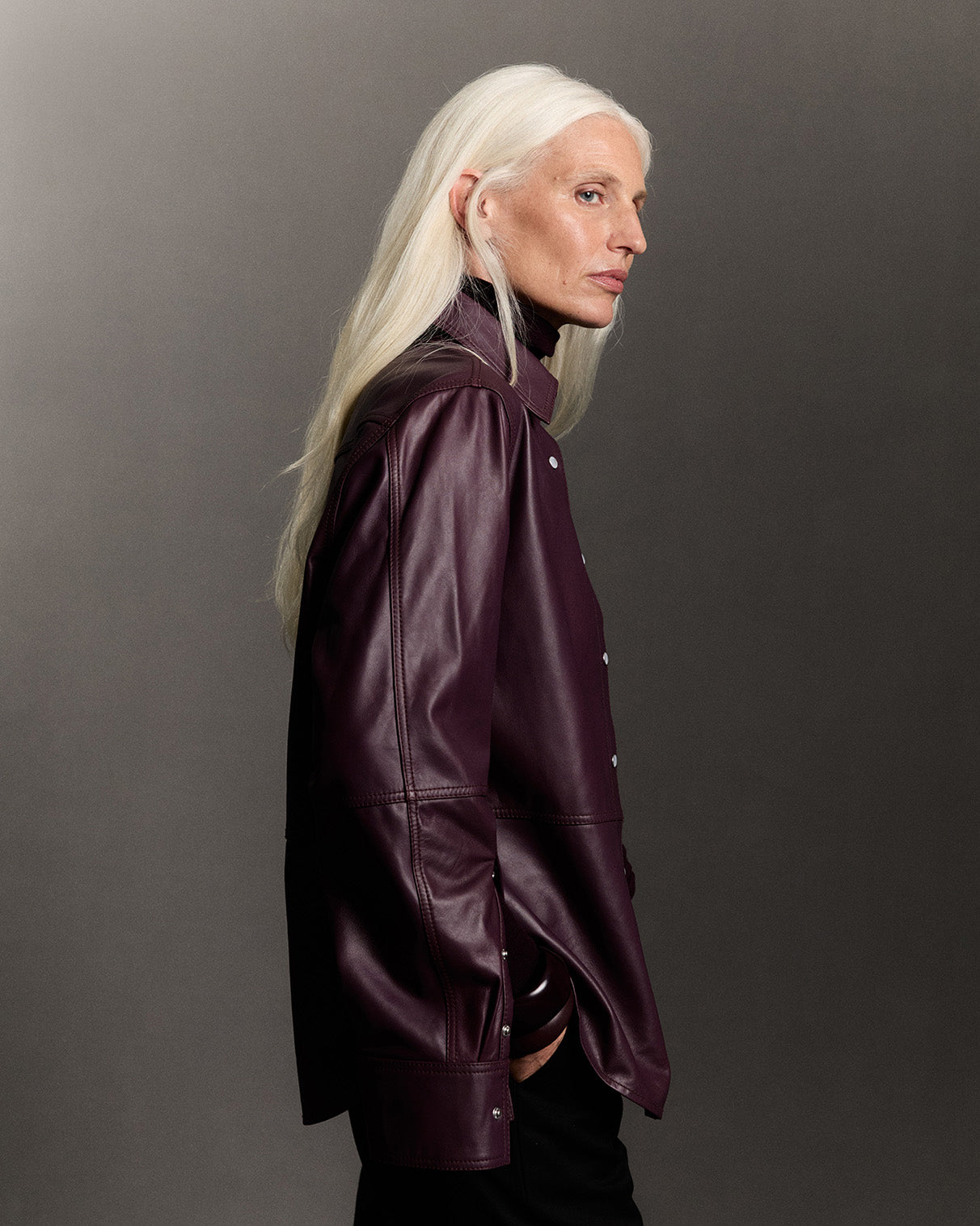 Surchemise Marylou en cuir violine