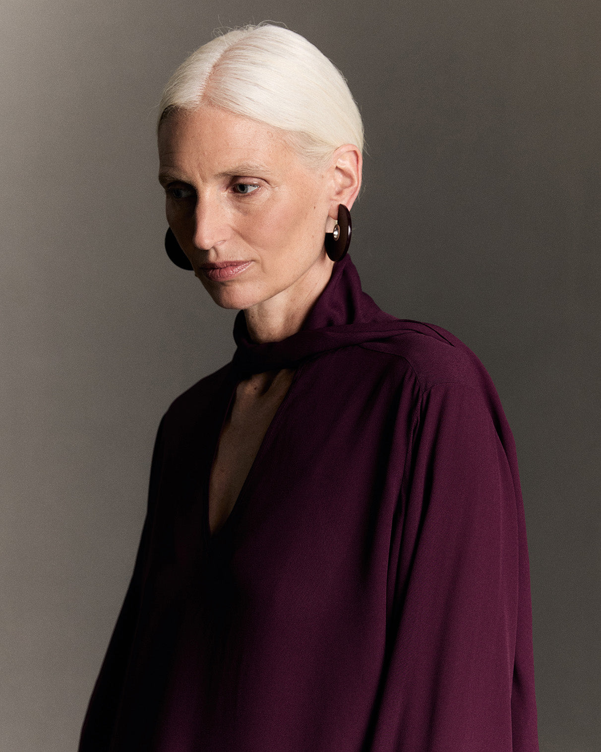 Madison burgundy blouse - Crepe - Lavaliere Collar