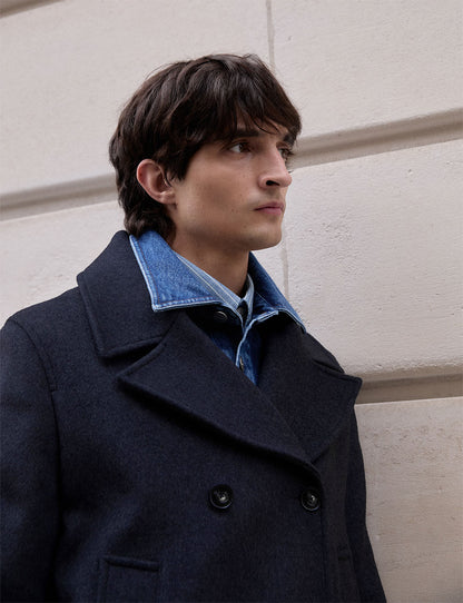 Caban Martin en drap de laine marine