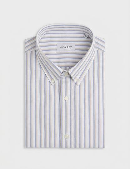 Chemise Gaspard rayée beige
