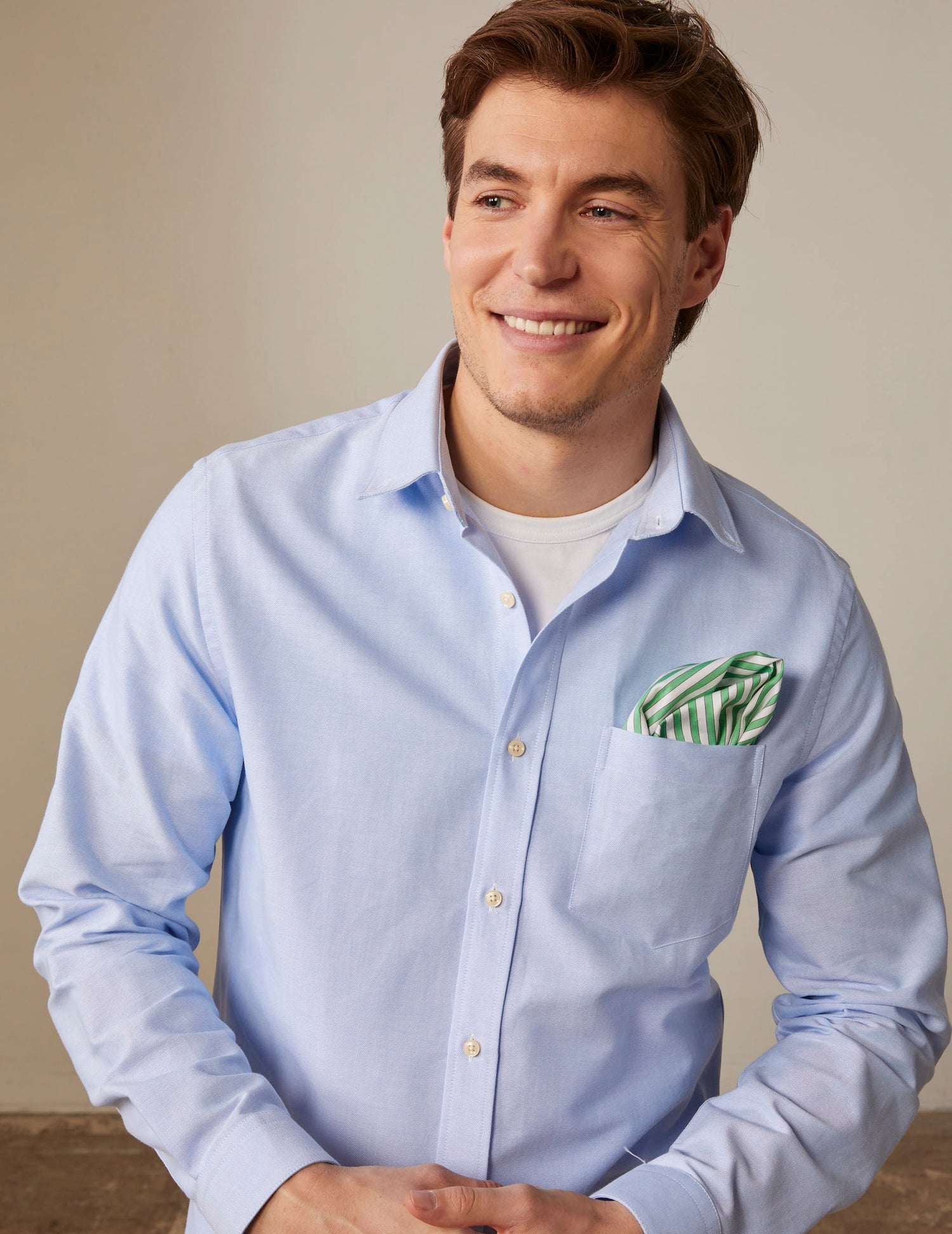 Pochette en popeline rayée verte