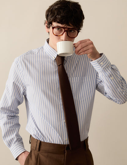Chemise classique rayée bleue