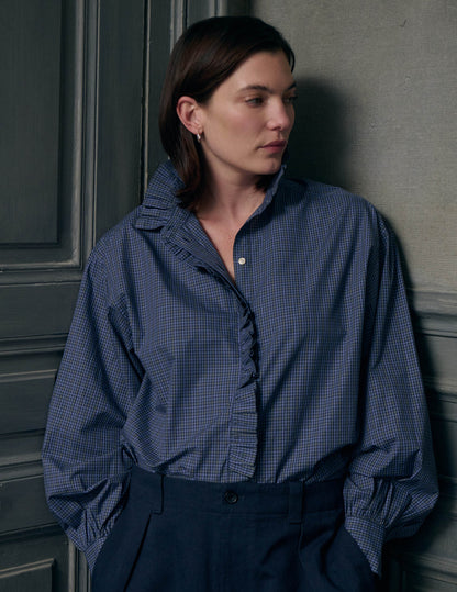 Chemise Greta à carreaux bleus