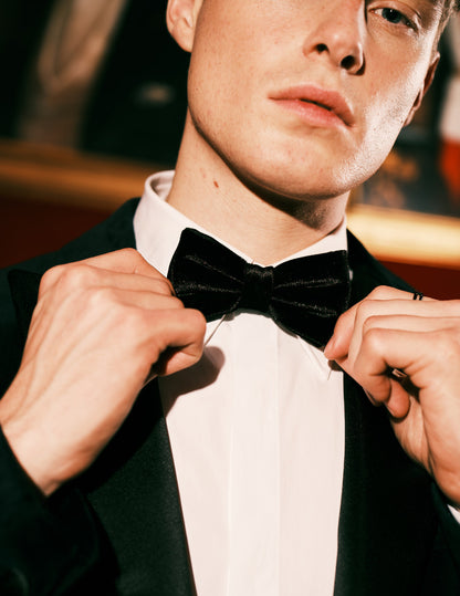 Black velvet and silk bow tie