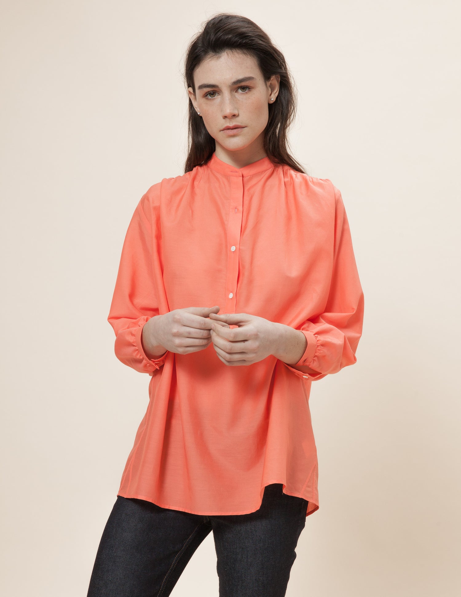 Orange Mélanie blouse - Poplin#2