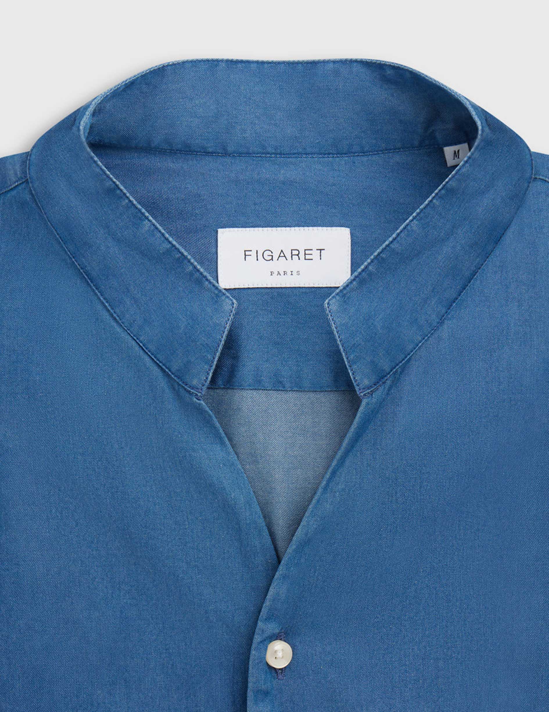 Carl khaki shirt - Twill - Open straight Collar