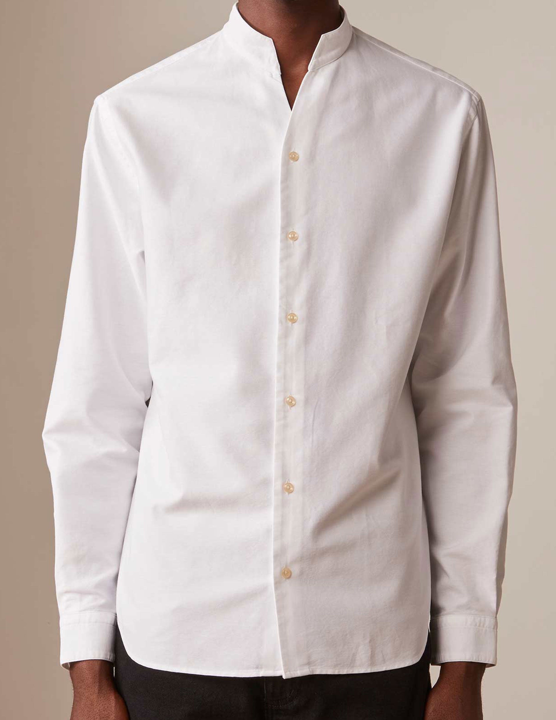 White Carl shirt - Oxford - Open straight Collar