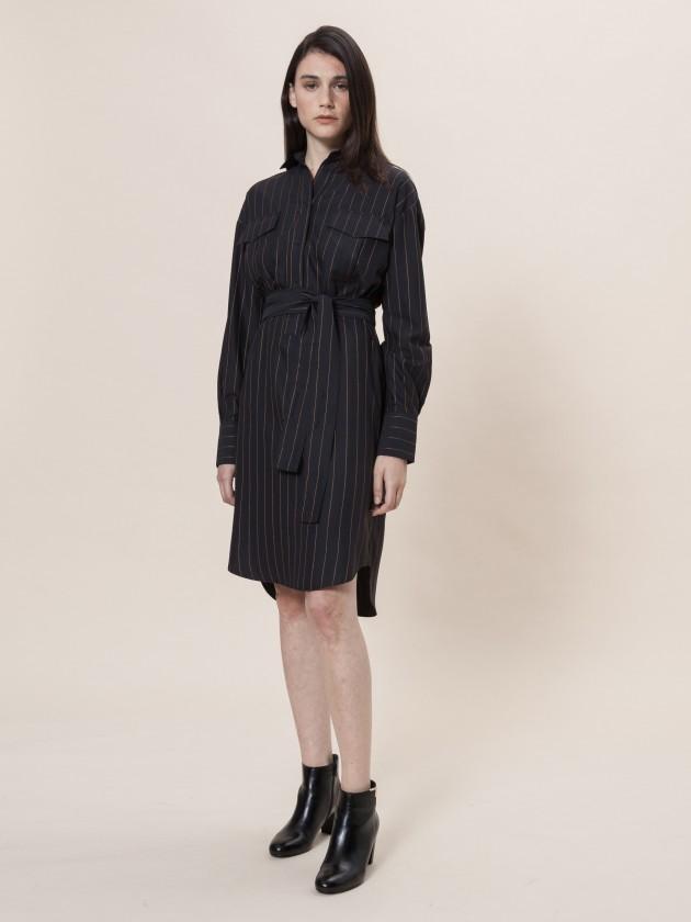 Robe Colette en viscose rayée marine