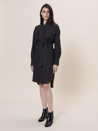 Robe Colette en viscose rayée marine