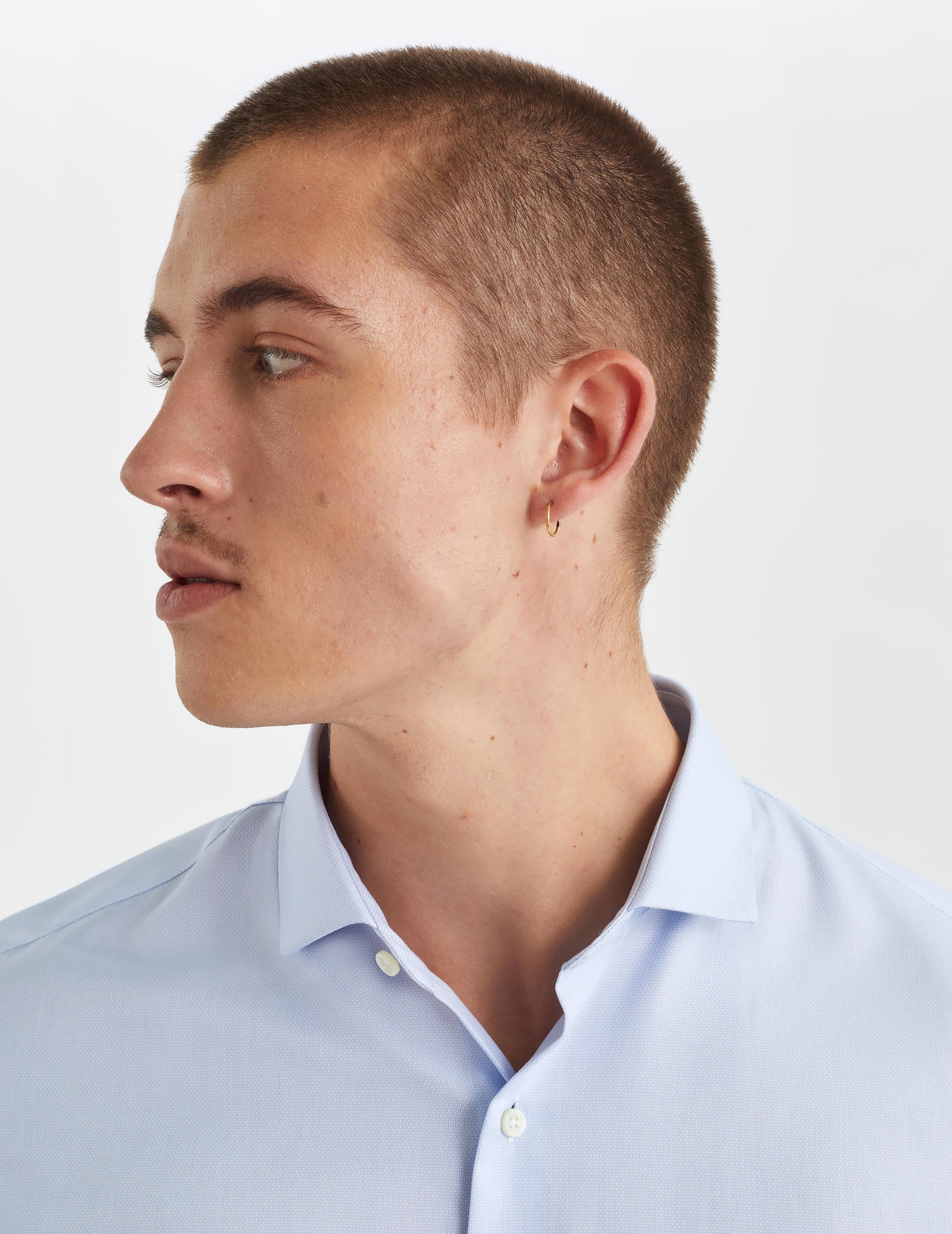 Fitted blue shirt - Shaped - Thin Collar