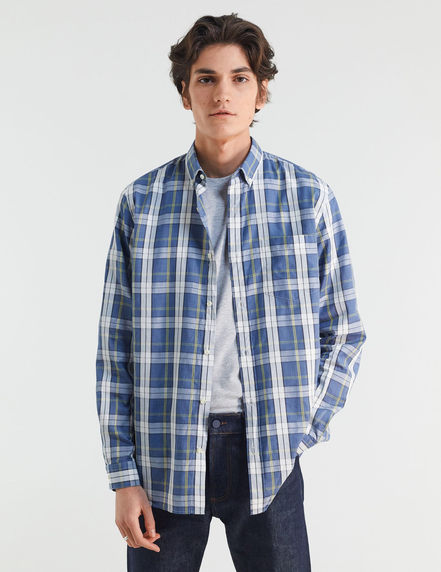 Gabriel shirt with blue checks - Poplin - American Collar#2