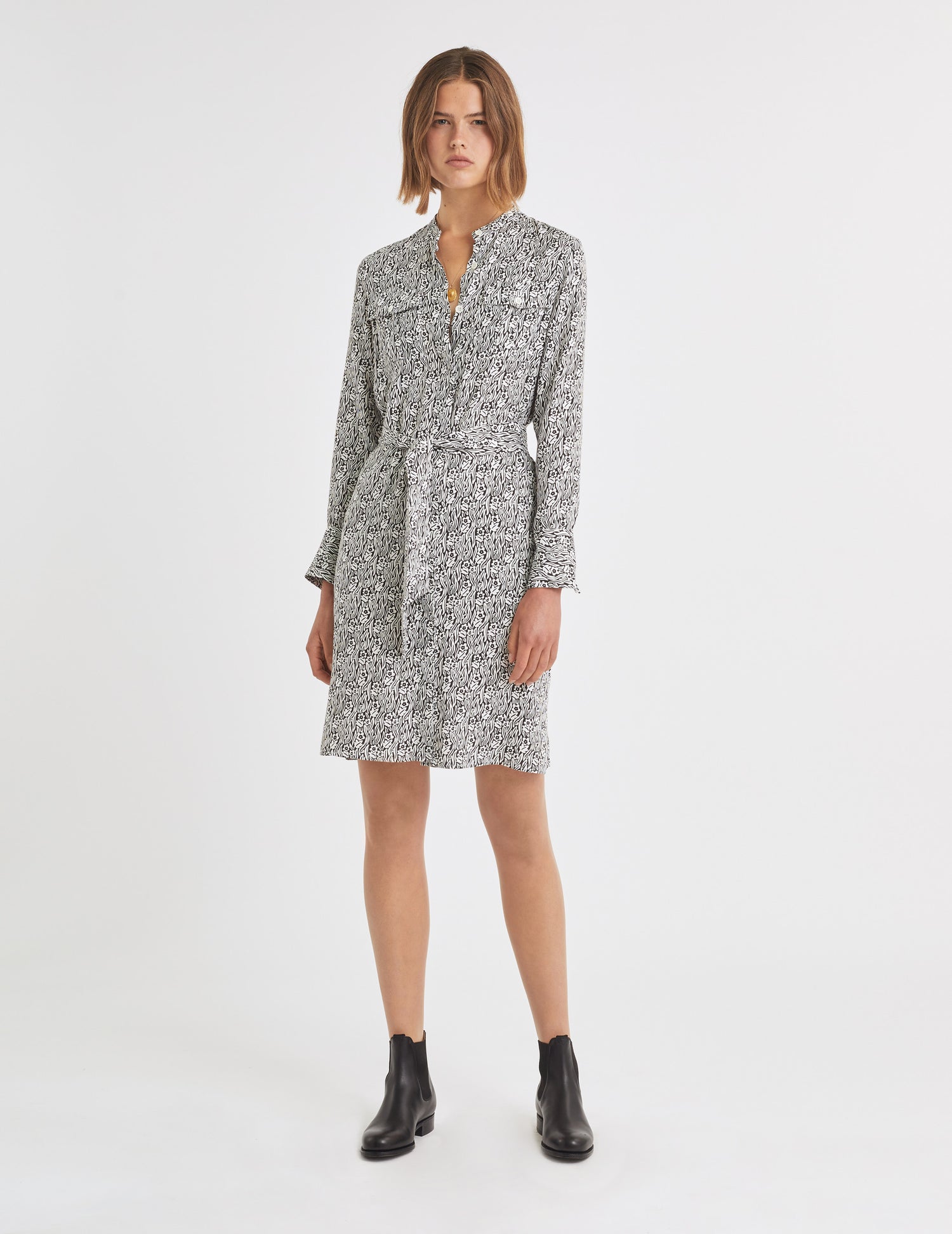 Robe Ava en viscose imprimée noir et blanc - Twill#4