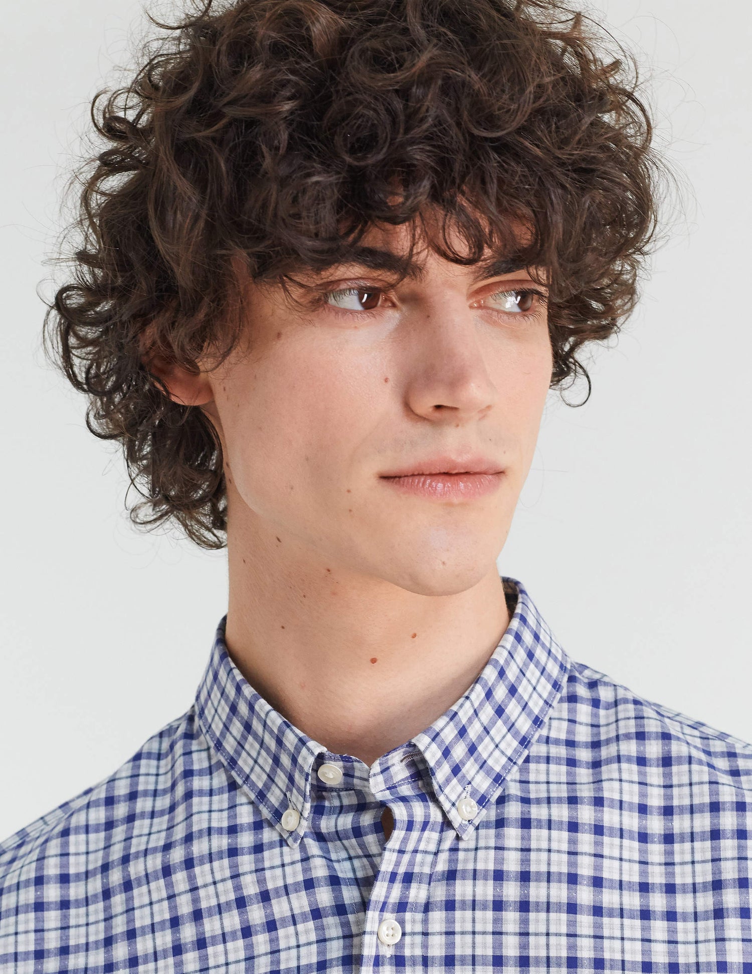 Gaspard shirt with blue checks - Poplin - American Collar#5
