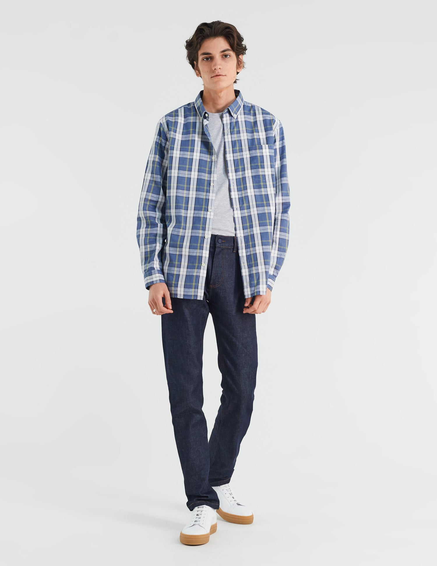 Gabriel shirt with blue checks - Poplin - American Collar#4